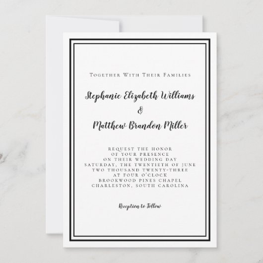 Eenvoudig minimalistisch zwart-witlogo kaart (Voorkant)