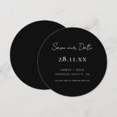 Eenvoudig minimalistisch zwart-witrondje save the date (Voorkant / Achterkant)