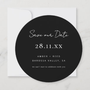 Eenvoudig minimalistisch zwart-witrondje save the date