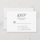 Eenvoudig minimalistisch zwart-witscript RSVP kaartje (Voorkant)