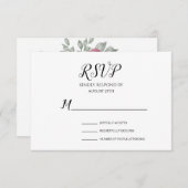 Eenvoudig minimalistisch zwart-witscript RSVP kaartje (Voorkant / Achterkant)