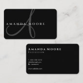 Eenvoudig minimalistisch zwart-witscript visitekaartje (Voorkant / Achterkant)