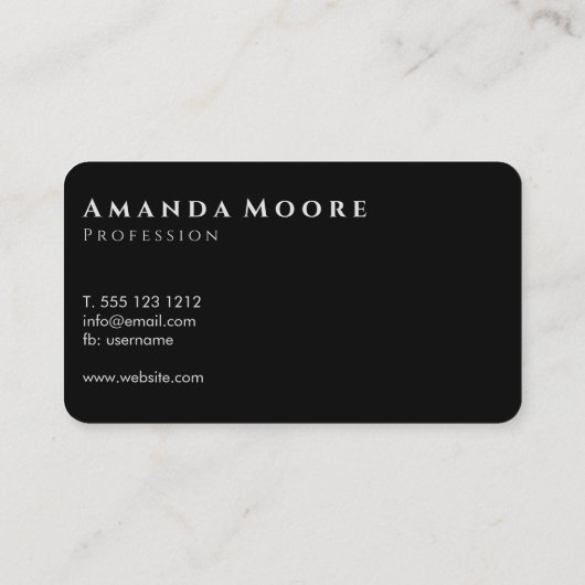 Eenvoudig minimalistisch zwart-witscript visitekaartje (Achterkant)