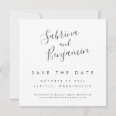 Eenvoudig minimalistisch zwart, zei ze ja foto's save the date (Achterkant)