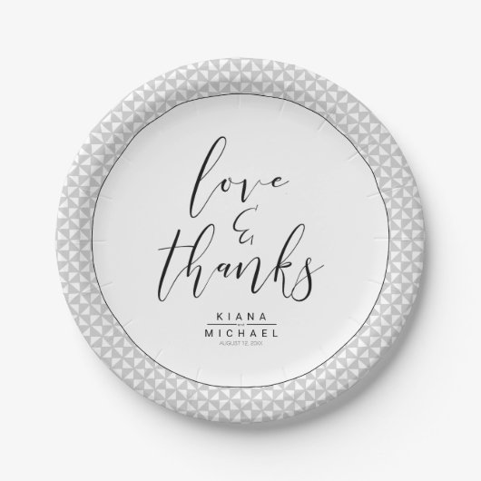 Eenvoudig minimalistische Bedankt voor bruiloft Bl Papieren Bordje (Voorkant)