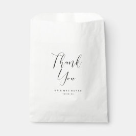 Eenvoudig minimalistische bruiloft Dank je zwarte Bedankzakje