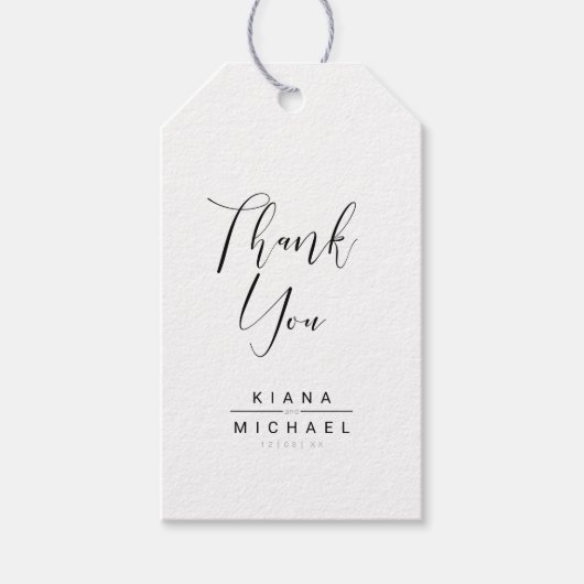 Eenvoudig minimalistische bruiloft Dank u ID523 Cadeaulabel (Voorkant)