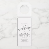 Eenvoudig minimalistische bruiloft Welkom, zwarte  Flessenhanger (Voorkant)