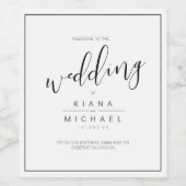 Eenvoudig minimalistische bruiloft zwarte ID523 Wijn Etiket (Enkel label)