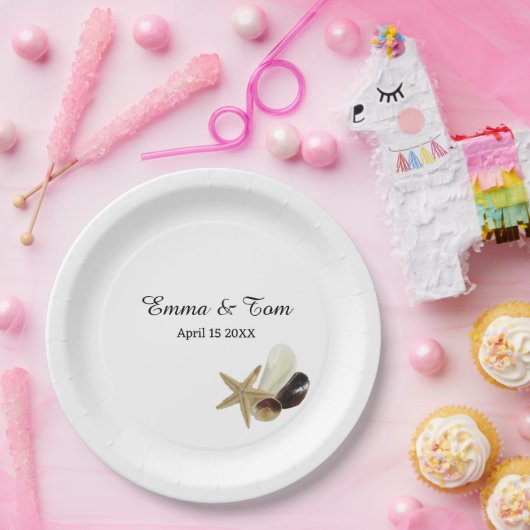 Eenvoudig minimalistische kustbruiloft papieren bordje (Feest)