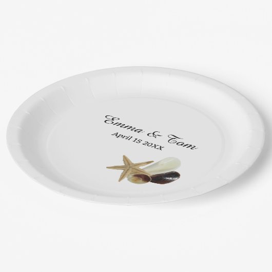 Eenvoudig minimalistische kustbruiloft papieren bordje (Gekanteld)