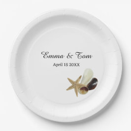Eenvoudig minimalistische kustbruiloft papieren bordje