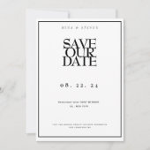 Eenvoudig minimalistische zwarte en witte bruiloft save the date (Voorkant)