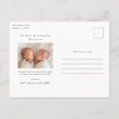 Eenvoudig minimumaantal foto's bij geboorte briefkaart (Achterkant)