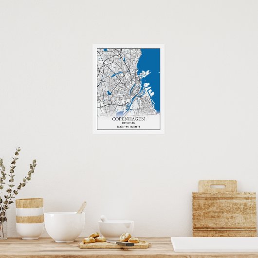 Eenvoudig minimumaantal ritten in Kopenhagen Denem Poster (Keuken)