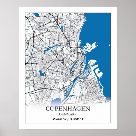 Eenvoudig minimumaantal ritten in Kopenhagen Denem Poster (Voorkant)