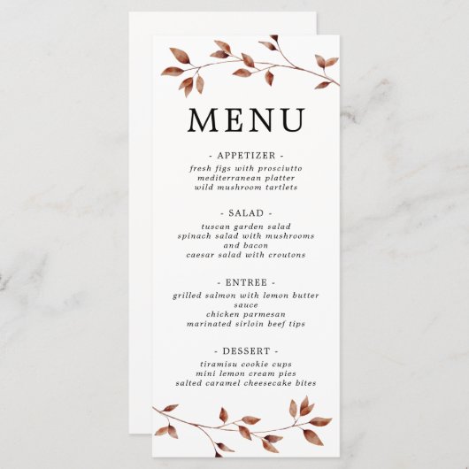 Eenvoudig minimumaantal springplanken botanisch hu menu (Voorkant / Achterkant)