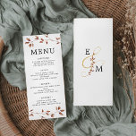 Eenvoudig minimumaantal springplanken botanisch hu menu<br><div class="desc">Deze eenvoudige minimalistische valtrouwmenukaart bevat brokjes delicate herfstbladeren op de boven- en onderkant,  met een ivoren achtergrond en een gouden ampersand-monogram op de achterkant. Vind passende producten in het collectie,  of contacteer me door praatje Zazzle voor extra producten of andere kleurenwegen.</div>