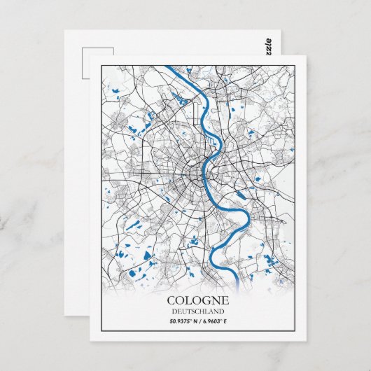 Eenvoudig minimumaantal verplaatsingen van de stad briefkaart (Voorkant / Achterkant)