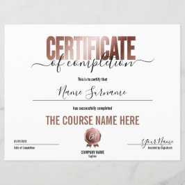 Eenvoudig minimumcertificaat van voltooiing