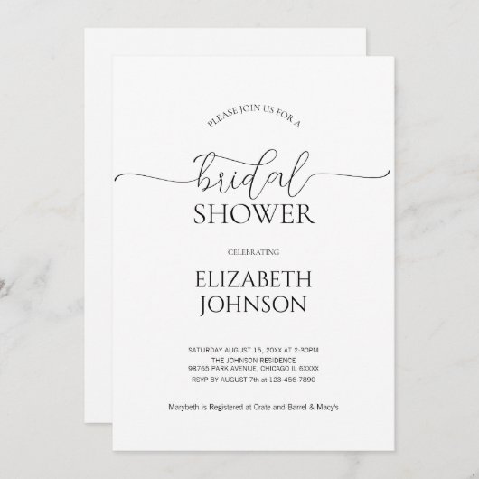 Eenvoudig Minimumniveau voor zwart-witscript Kaart (Voorkant / Achterkant)