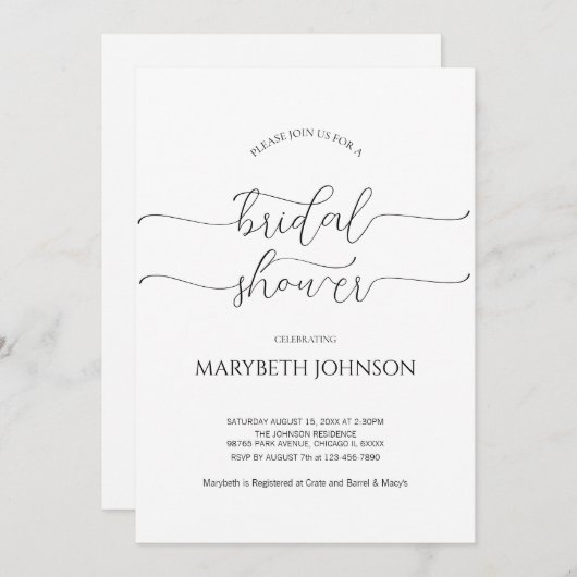 Eenvoudig Minimumniveau voor zwart-witscript Kaart (Voorkant / Achterkant)