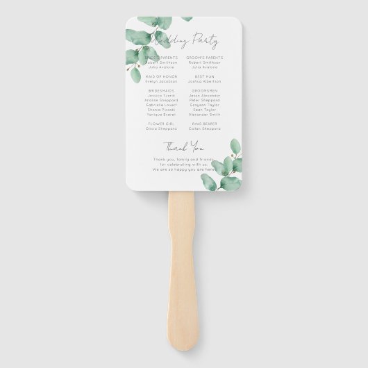 Eenvoudig minimumprogramma voor eucalyptusbruiloft handwaaier (Achterkant)