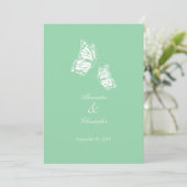 Eenvoudig Mint Green Butterflies Wedding Announdin Kaart (Staand voorkant)