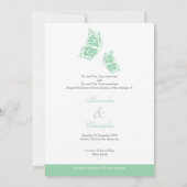 Eenvoudig Mint Green Butterflies Wedding Announdin Kaart (Achterkant)