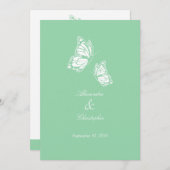Eenvoudig Mint Green Butterflies Wedding Announdin Kaart (Voorkant / Achterkant)