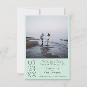Eenvoudig Mint Green Modern Minimalist Photo Weddi Save The Date