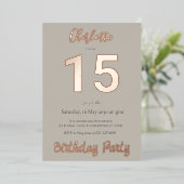 Eenvoudig modern 15e verjaardagsfeestje folie uitnodiging (Staand Voorkant)