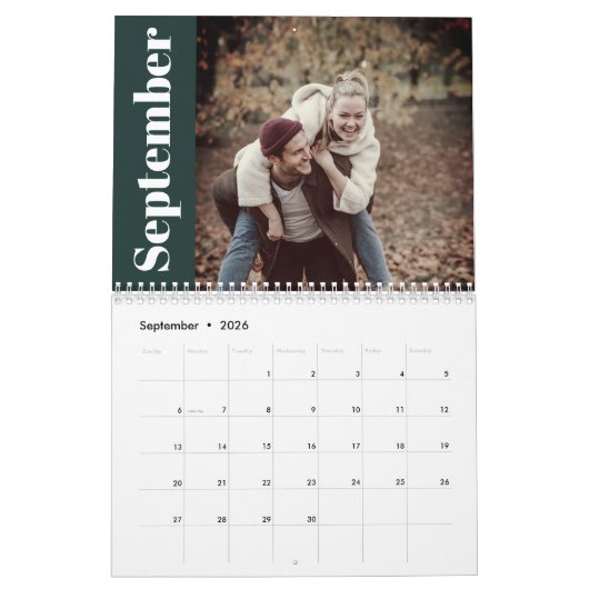 Eenvoudig & Modern 2024 Familie Aangepaste Foto Gr Kalender (Sep 2026)