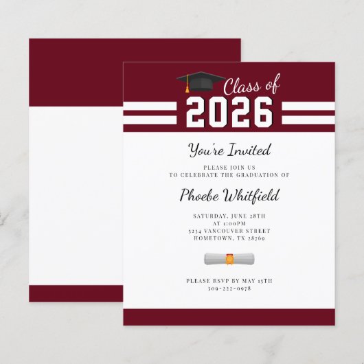 Eenvoudig modern 2025 afstudeerfeest (Voorkant / Achterkant)