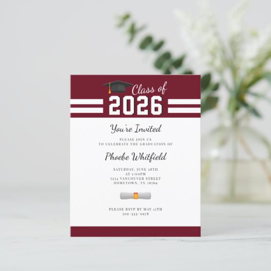 Eenvoudig modern 2025 afstudeerfeest (Staand voorkant)