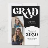 Eenvoudig modern 2 afstuderen foto's zwart afstude aankondiging (Voorkant)