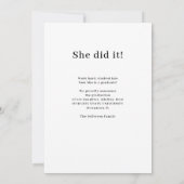 Eenvoudig modern 2 afstuderen foto's zwart afstude aankondiging (Achterkant)