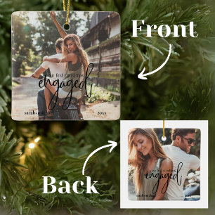 Eenvoudig Modern 2 foto's Onze eerste Kerstmis Bet Keramisch Ornament