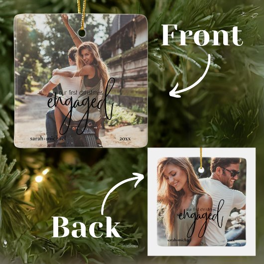 Eenvoudig Modern 2 foto's Onze eerste Kerstmis Bet Keramisch Ornament