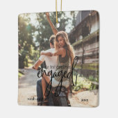 Eenvoudig Modern 2 foto's Onze eerste Kerstmis Bet Keramisch Ornament (Links)