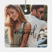 Eenvoudig Modern 2 foto's Onze eerste Kerstmis Bet Keramisch Ornament (Achterkant)