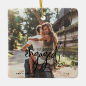 Eenvoudig Modern 2 foto's Onze eerste Kerstmis Bet Keramisch Ornament (Voorkant)