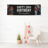 Eenvoudig Modern 2-fotoscript Happy Birthday Party Spandoek (Insitu)