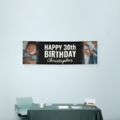 Eenvoudig Modern 2-fotoscript Happy Birthday Party Spandoek (Beurs)