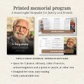 Eenvoudig Modern 3-Foto Funeral/ Herdenkingsdienst Drieluik Programma