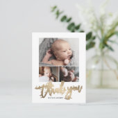 Eenvoudig Modern 3 Fotocollage Baby Foto Dank u Briefkaart (Staand voorkant)