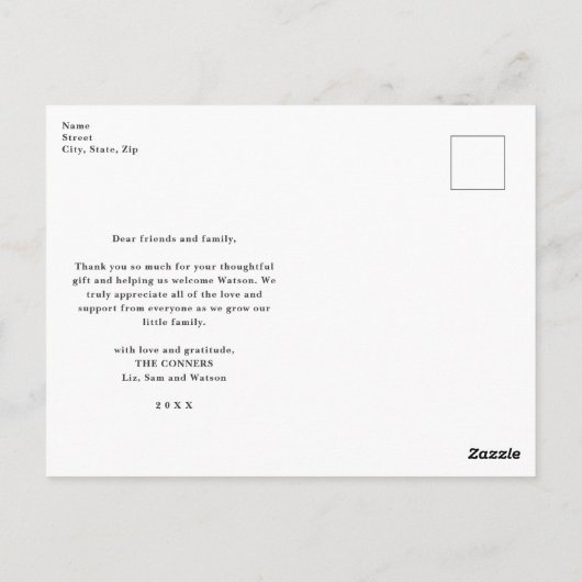 Eenvoudig Modern 3 Fotocollage Baby Foto Dank u Briefkaart (Achterkant)