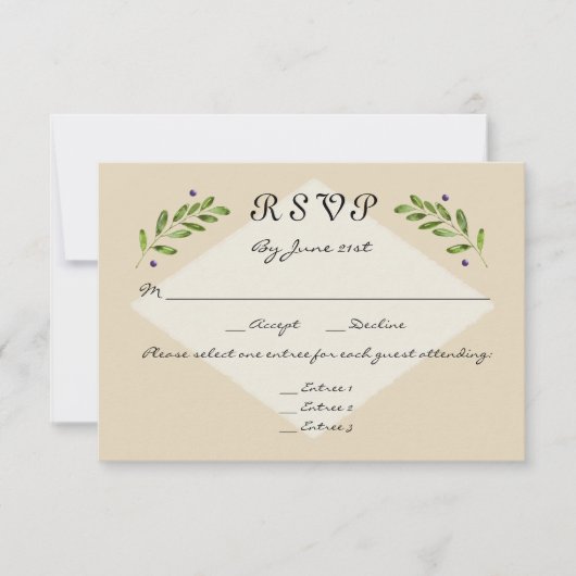 Eenvoudig Modern 3 Menu Keuzes RSVP Reactie Bruilo (Voorkant)