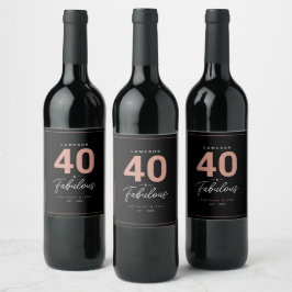 Eenvoudig modern 40- en Fabulous-personalized Wine Wijn Etiket
