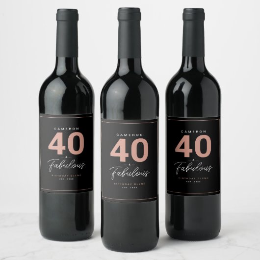 Eenvoudig modern 40- en Fabulous-personalized Wine Wijn Etiket (Flessen)